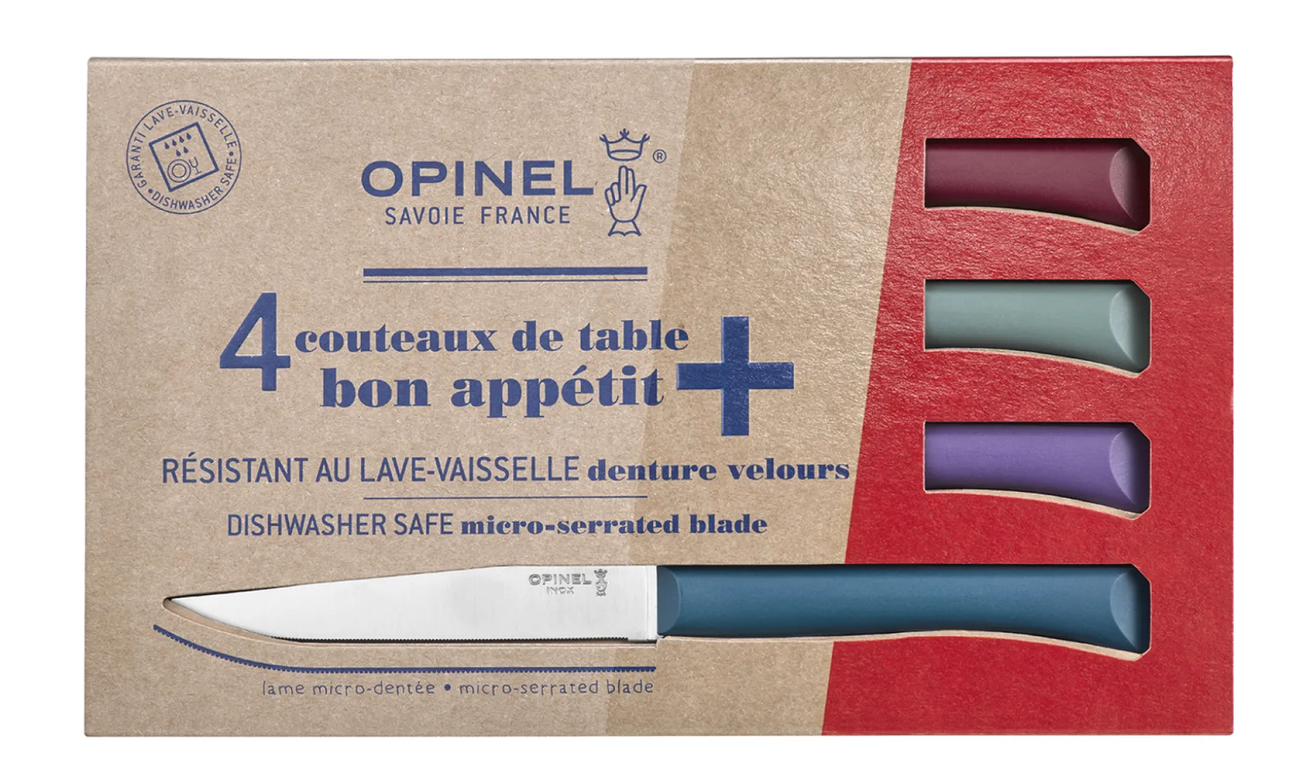 Coffret de 4 couteaux de table Bon Appétit + Glam (Couleurs panachées)