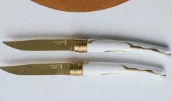 Coffret de 2 couteaux de table Kintsugi Blanc Lame Or